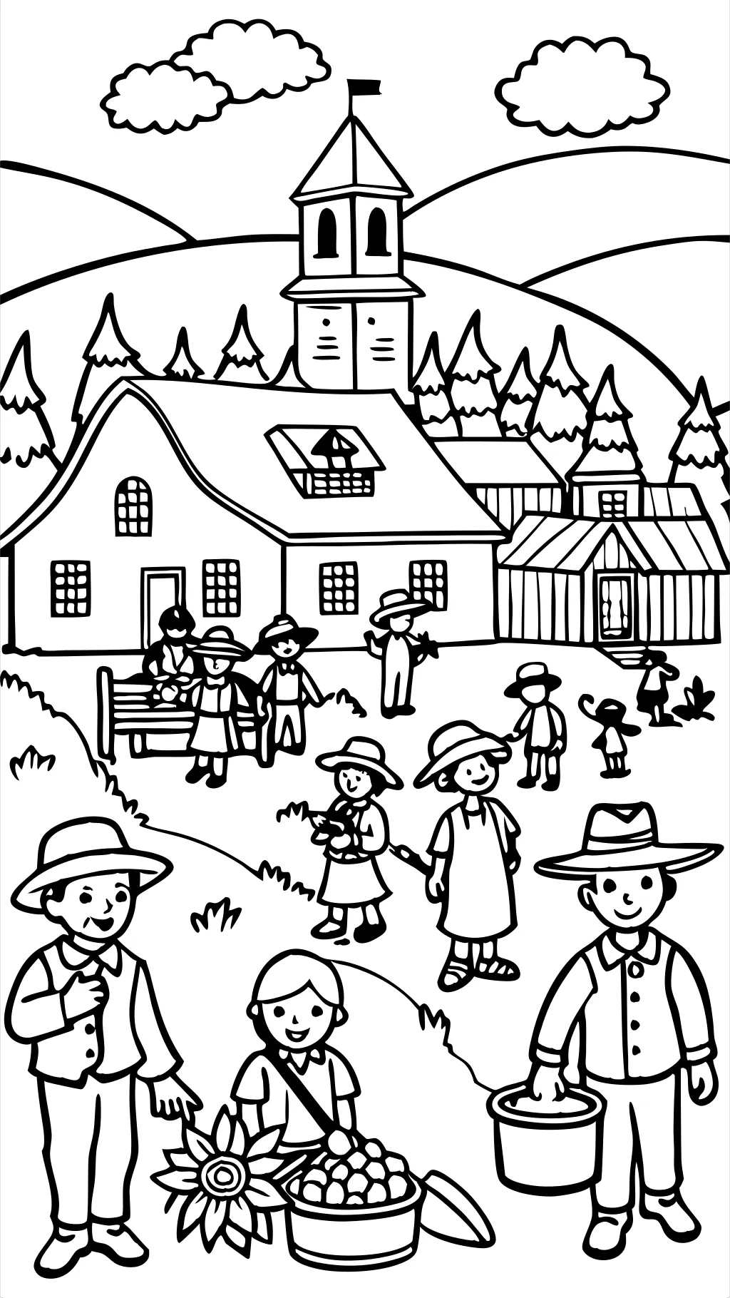 colonial life coloring pages